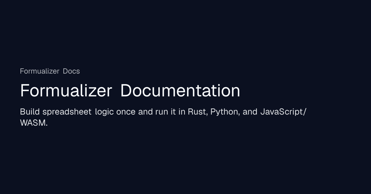Formualizer Documentation | Formualizer Docs