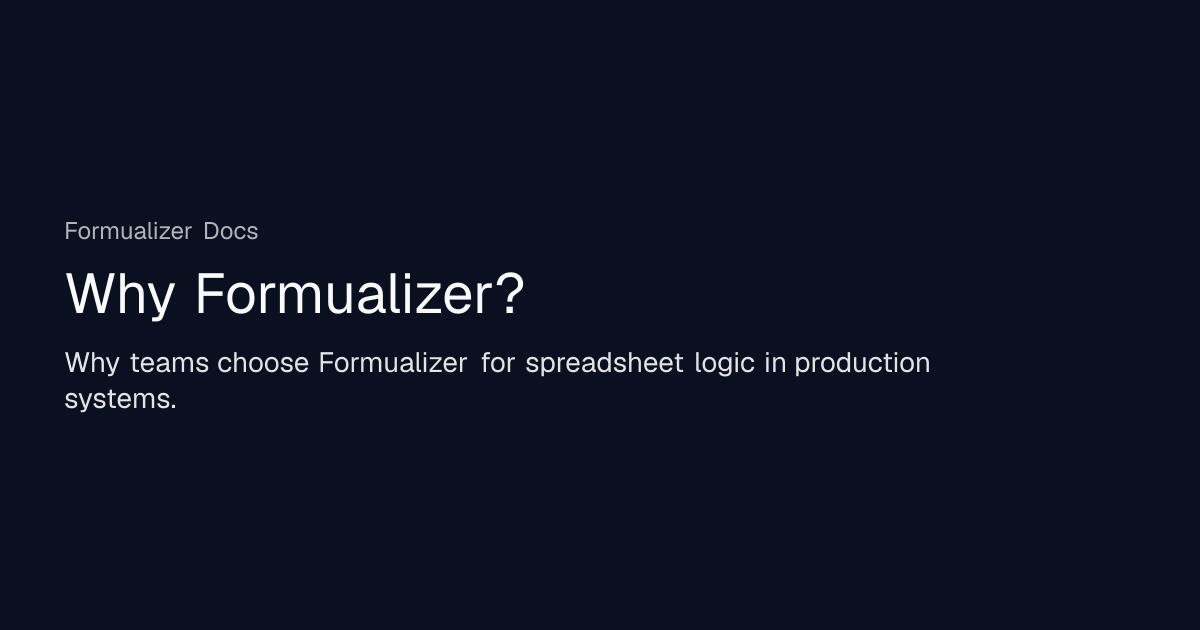 Why Formualizer? | Formualizer Docs