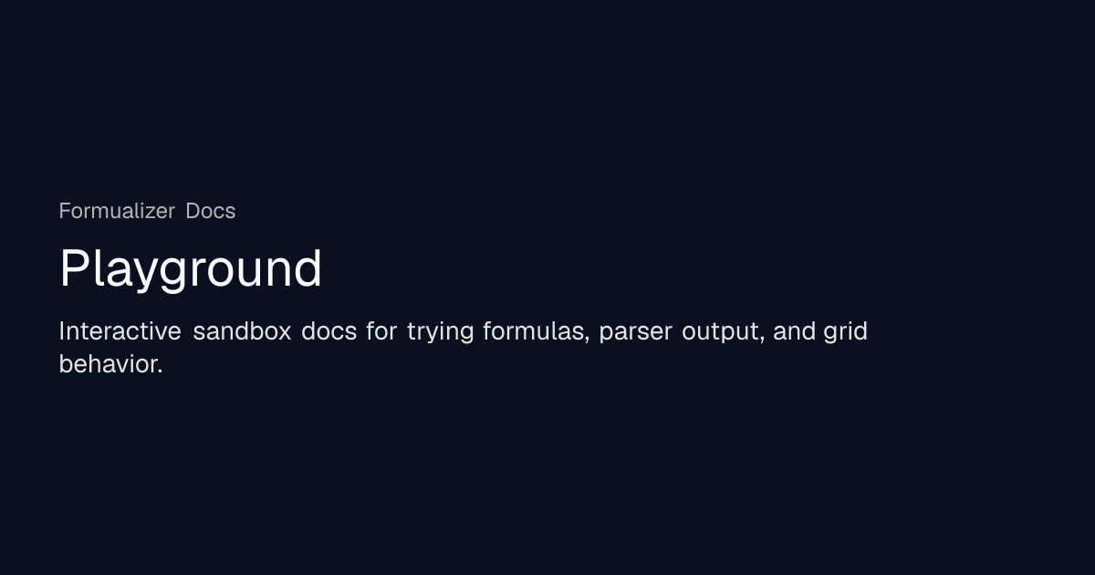 Playground | Formualizer Docs