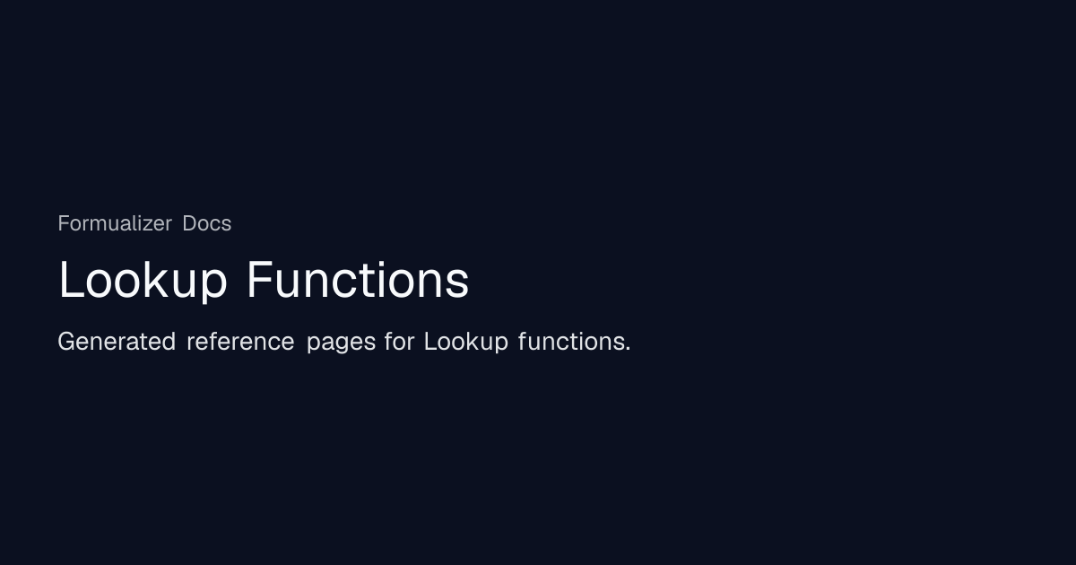 Lookup Functions | Formualizer Docs