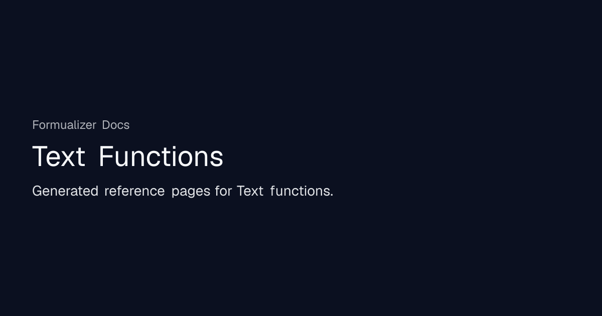 Text Functions | Formualizer Docs