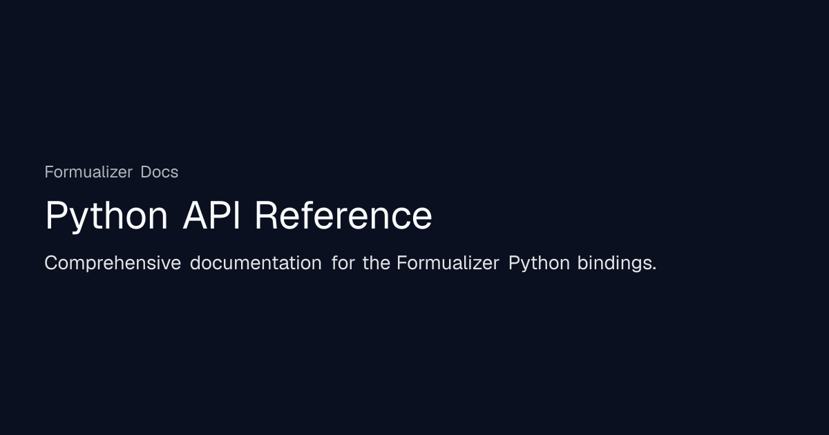 Python API Reference | Formualizer Docs